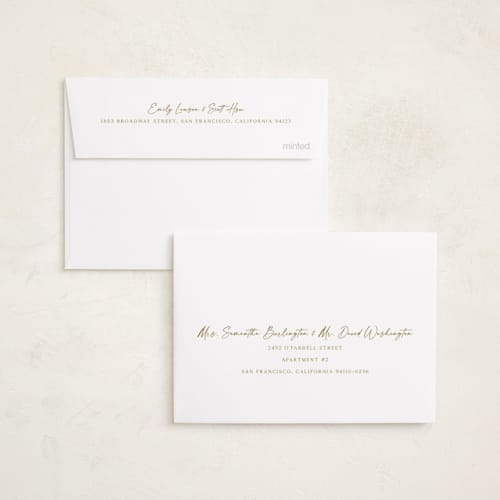 This is a snow graduation announcements with standard by Sarah Curry called graduate script printing on recycled smooth signature in petite