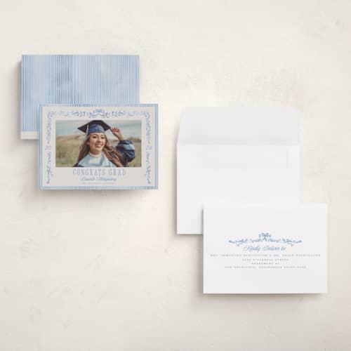This is a sky graduation announcements with standard by Petra Kern called hats down printing on signature in petite