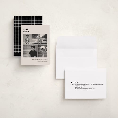 This is a sandstone graduation announcements with standard by Olivia Raufman called fourth quarter printing on signature in petite