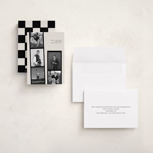 This is a shadow graduation announcements with standard by taylorVdesign called highlight reel printing on signature in petite