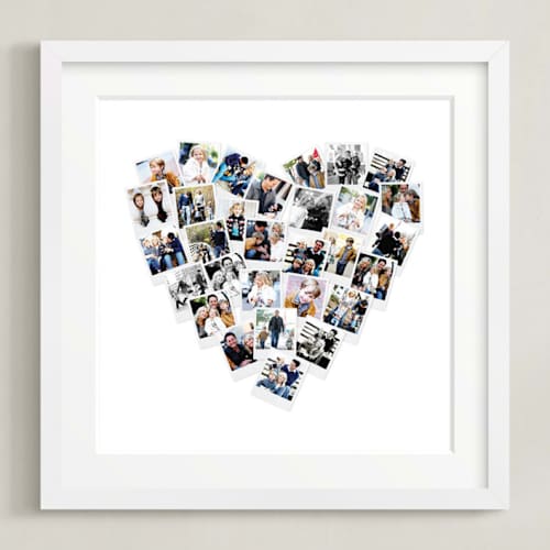 This is a white frame photo art by Minted called matted framed photo: heart snapshot (16 printing on deluxe art in matted 16x16