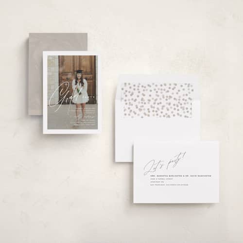 This is a paper graduation invitations with standard by Yuliya Evseeva called party time printing on recycled smooth signature in standard