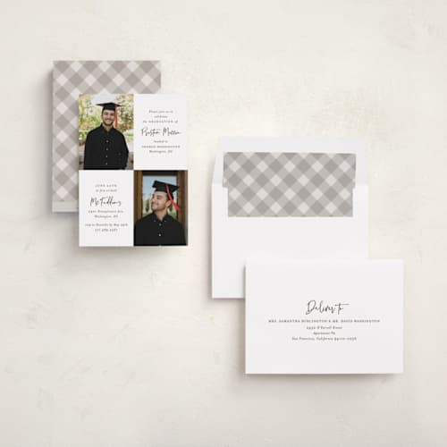 This is a fudge graduation invitations with standard by Mansi Verma called mod duo printing on recycled smooth signature in standard