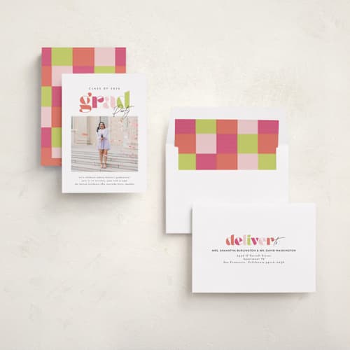 This is a tropical graduation invitations with standard by Itsy Belle Studio called colors printing on recycled smooth signature in standard