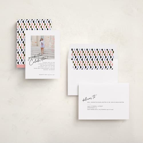 This is a cloud graduation invitations with standard by Jenna Holcomb called modern celebration printing on recycled smooth signature in standard
