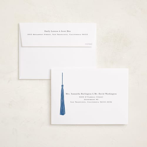 This is a cobalt graduation invitations with standard by Ashlee Townsend called tassled printing on recycled smooth signature in standard