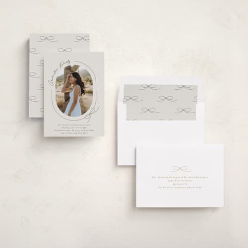 This is a latte graduation invitations with standard by Blustery August called etna printing on recycled smooth signature in standard