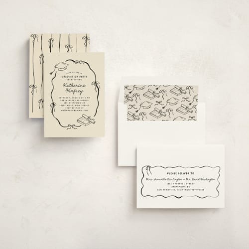 This is a noir graduation invitations with standard by Creo Study called trendsetter printing on signature in standard