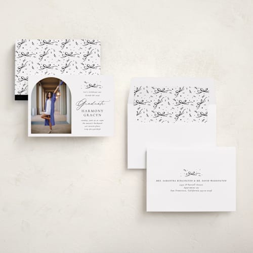 This is a quartz graduation invitations with standard by Becky Nimoy called arch photo printing on recycled smooth signature in standard