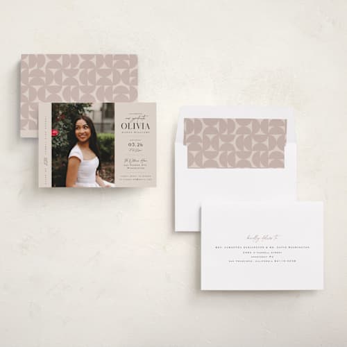 This is a petal graduation invitations with standard by Orasie called invitation with photo printing on recycled smooth signature in standard