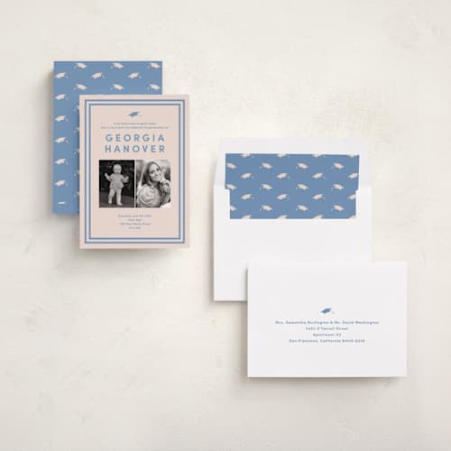 This is a country blue graduation invitations with standard by Inkblot Design called classically done printing on recycled smooth signature in standard