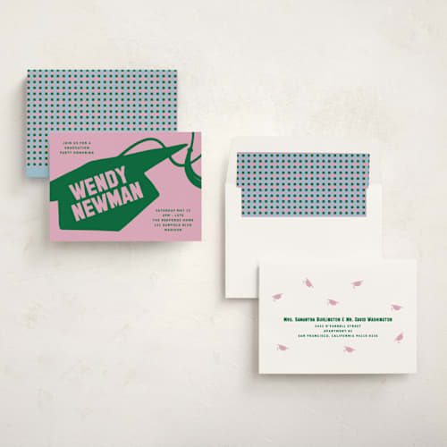 This is a roses graduation invitations with standard by Inkblot Design called capped printing on signature in standard
