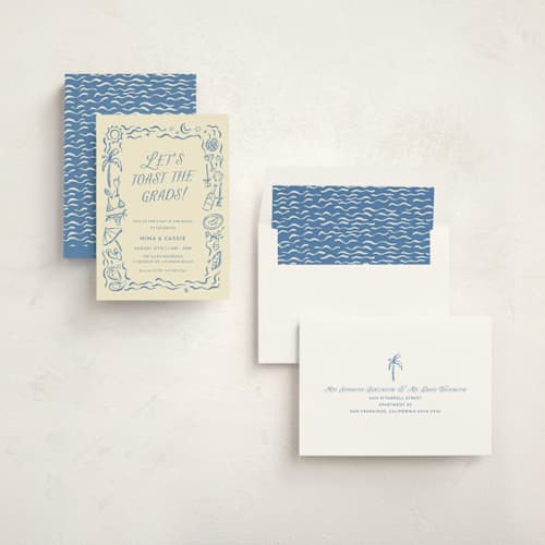This is a sea graduation invitations with standard by Pati Cascino called on the coast printing on signature in standard
