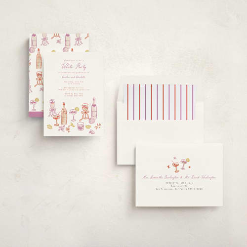 This is a orchid graduation invitations with standard by Cass Loh called cocktails and laughter printing on signature in standard