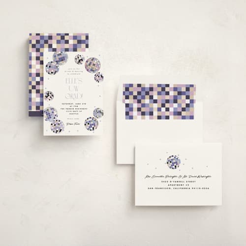 This is a skyline graduation invitations with standard by Corinne Malesic called disco fever printing on signature in standard