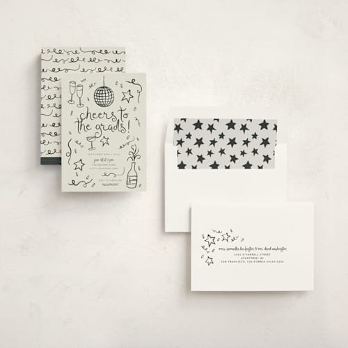 This is a chalkboard graduation invitations with standard by Kelly Watkins called new year cheer printing on signature in standard