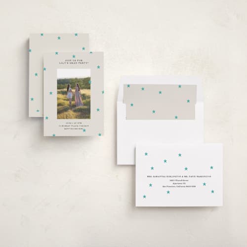 This is a frost graduation invitations with standard by Kercia Jane called tiny star confetti printing on recycled smooth signature in standard
