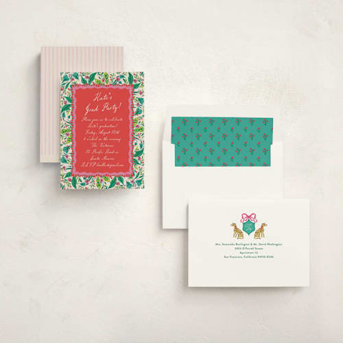 This is a peony graduation invitations with standard by Jackie Crawford called whimsical hand illustrated crest printing on signature in standard