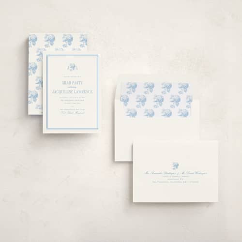 This is a sky blue graduation invitations with standard by Megan Davis called chesapeake printing on signature in standard