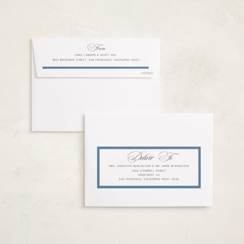 This is a navy graduation invitations with standard by Owl and Toad called preppy frame printing on recycled smooth signature in standard