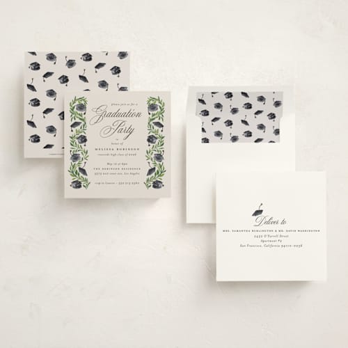 This is a neutral graduation invitations with standard by Claudia Orengo called hats off printing on signature in standard