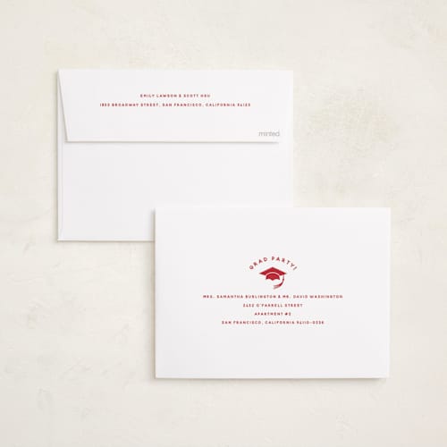 This is a ruby graduation invitations with standard by Stacey Meacham called timeline printing on recycled smooth signature in standard
