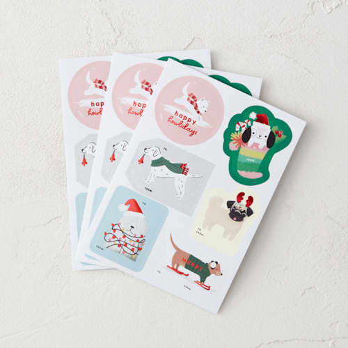 This is a merry custom stickers by Multiple Artists called festive dogs in sticker