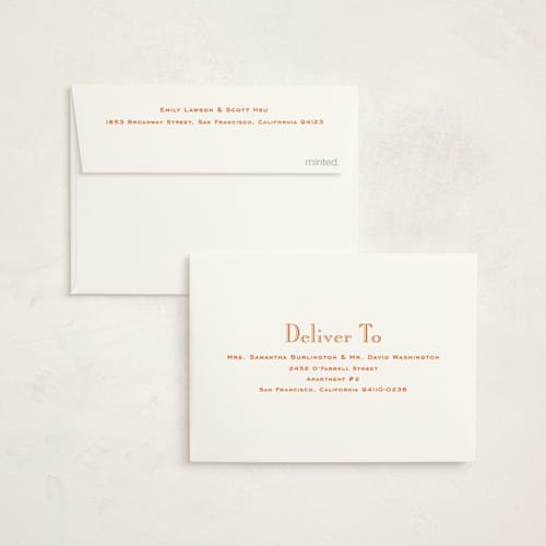 This is a burnt orange graduation thank you cards with standard by Megan Davis called campus printing on strathmore in standard