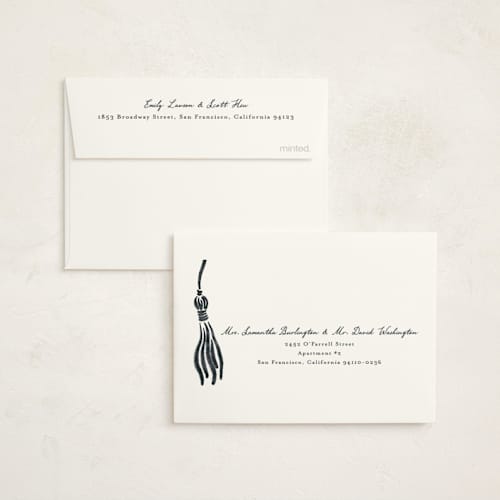 This is a ink graduation thank you cards with standard by Jamie Alexander called inked printing on strathmore in standard