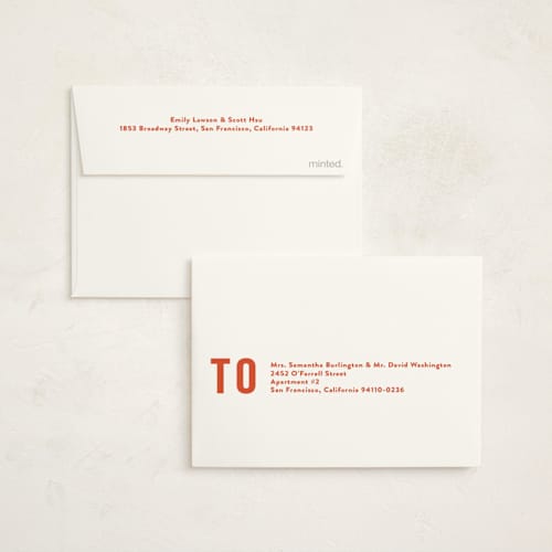 This is a tangerine graduation thank you cards with standard by Robert and Stella called poster type printing on strathmore in standard