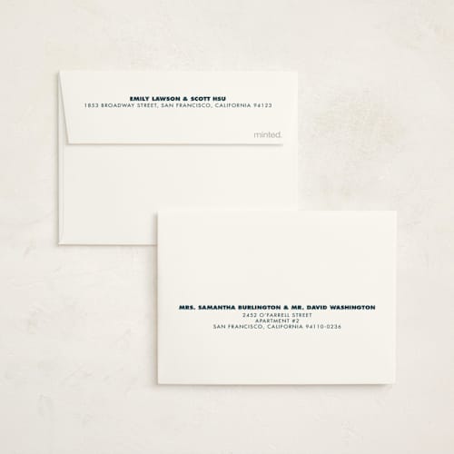 This is a navy graduation thank you cards with standard by Angela Quan called bold grads printing on strathmore in standard