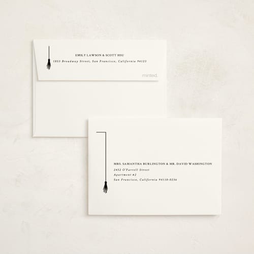 This is a onyx graduation thank you cards with standard by Amy Payne called tassel line printing on strathmore in standard