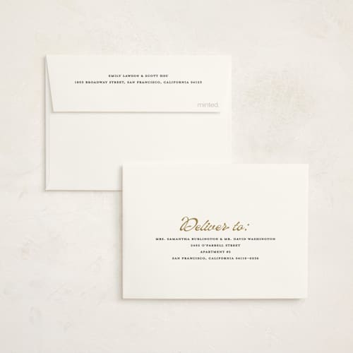 This is a golden graduation thank you cards with standard by Maja Cunningham called vintage script printing on strathmore in standard