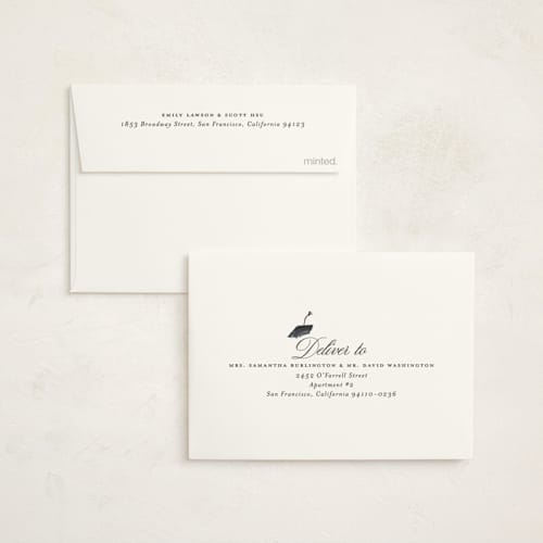 This is a neutral graduation thank you cards with standard by Claudia Orengo called hats off printing on strathmore in standard