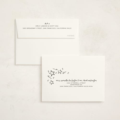 This is a chalkboard graduation thank you cards with standard by Kelly Watkins called new year cheer printing on strathmore in standard