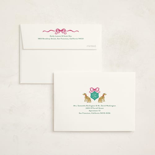 This is a peony graduation thank you cards with standard by Jackie Crawford called whimsical hand illustrated crest printing on strathmore in standard