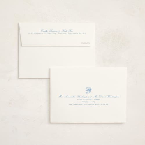 This is a sky blue graduation thank you cards with standard by Megan Davis called chesapeake printing on strathmore in standard