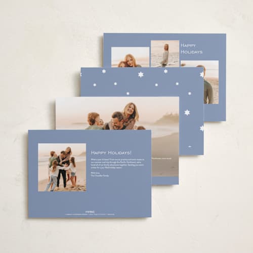 This is a celestial hanukkah cards with foil pressed by Kelly Watkins called stars printing on recycled smooth signature in standard
