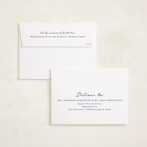 This is a navy hanukkah cards with standard by Annie Shapiro called handwritten hanukkah printing on recycled smooth signature in standard