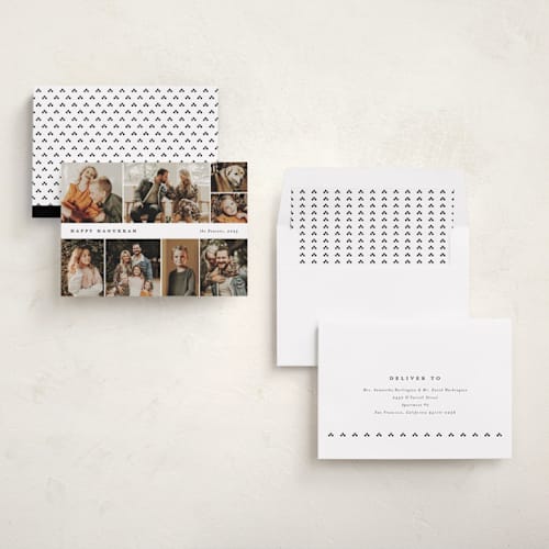 This is a cotton hanukkah cards with standard by Stacey Meacham called many memories printing on recycled smooth signature in standard