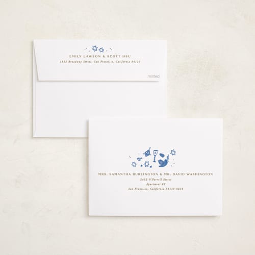 This is a winterfrost hanukkah cards with standard by Creo Study called playful hanukkah printing on recycled smooth signature in standard