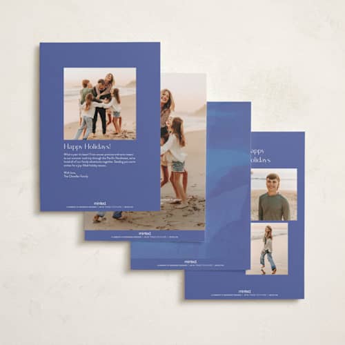 This is a dusty navy hanukkah cards with standard by AK Graphics called painted shalom printing on recycled smooth signature in standard