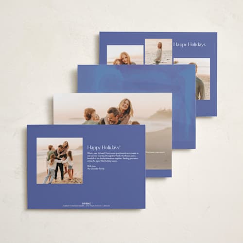 This is a dusty navy hanukkah cards with standard by AK Graphics called painted shalom printing on recycled smooth signature in standard