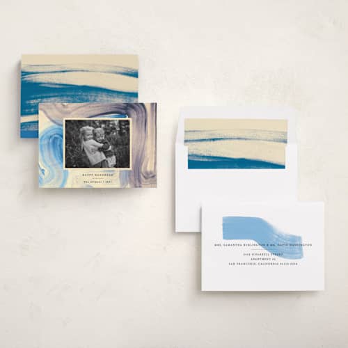 This is a sky hanukkah cards with standard by Sumak Studio called blue painting printing on recycled smooth signature in standard