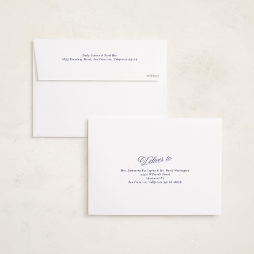 This is a cobalt hanukkah cards with standard by Ellen Schlegelmilch called hanukkah duo printing on recycled smooth signature in standard