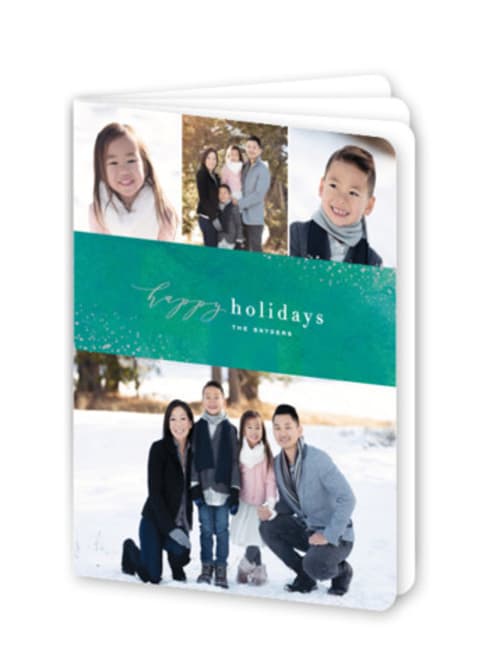 This is a evergreen holiday booklette cards with standard by Hooray Creative called sparkling wine printing on signature80 in booklette