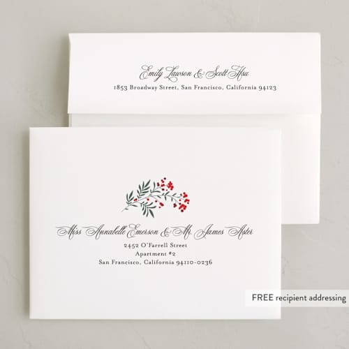 This is a winterberry holiday booklette cards with standard by Jennifer Postorino called merrily flourished printing on signature80 in booklette