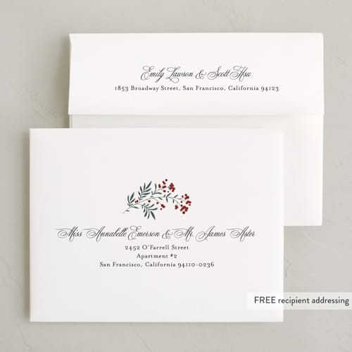 This is a champagne holiday booklette cards with standard by Jennifer Postorino called merrily flourished printing on signature80 in booklette