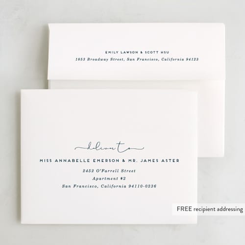 This is a navy holiday booklette cards with standard by Erica Krystek called minimalist joy printing on signature80 in booklette