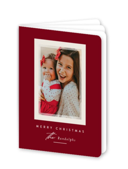 This is a cranberry holiday booklette cards with standard by Jessica Williams called prism printing on signature80 in booklette